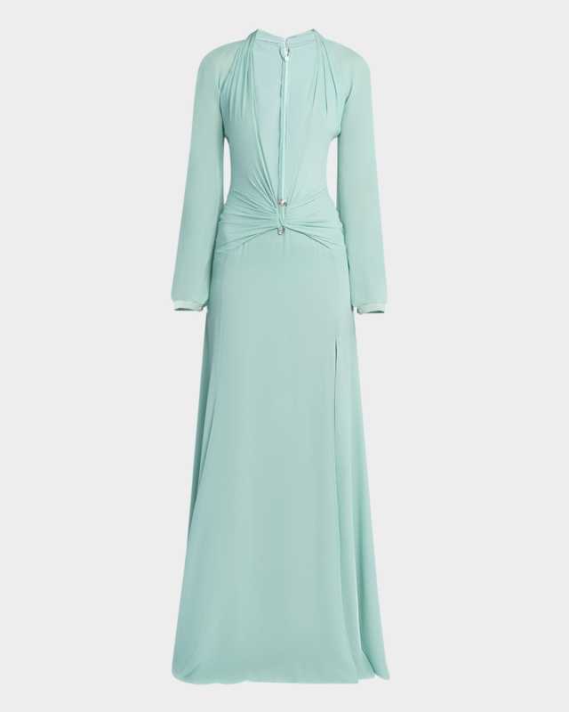 Deep V-Neck Silk Georgette Gown